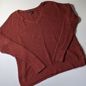 American Eagle Outfitters Burgundy V-neck Slouchy Sweater